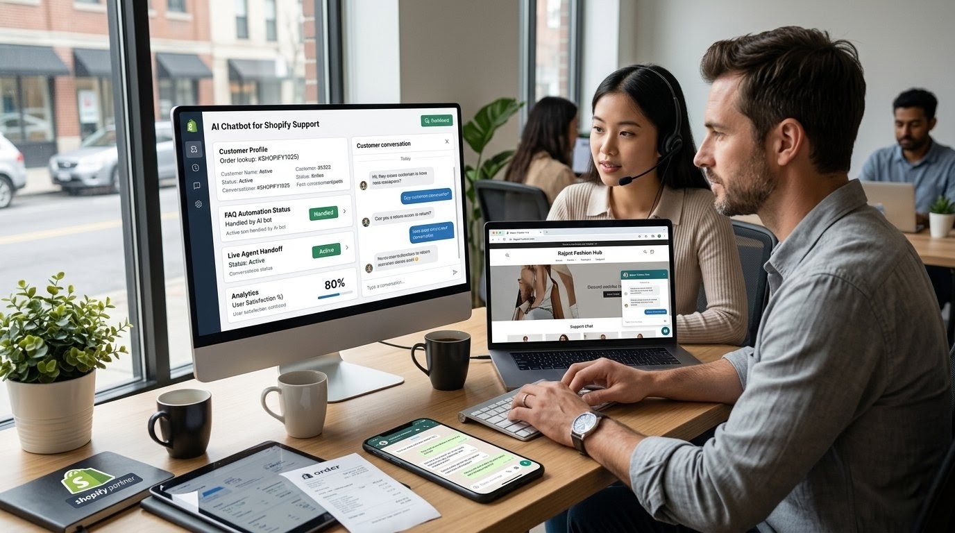 AI chatbot customer support automation Shopify UK